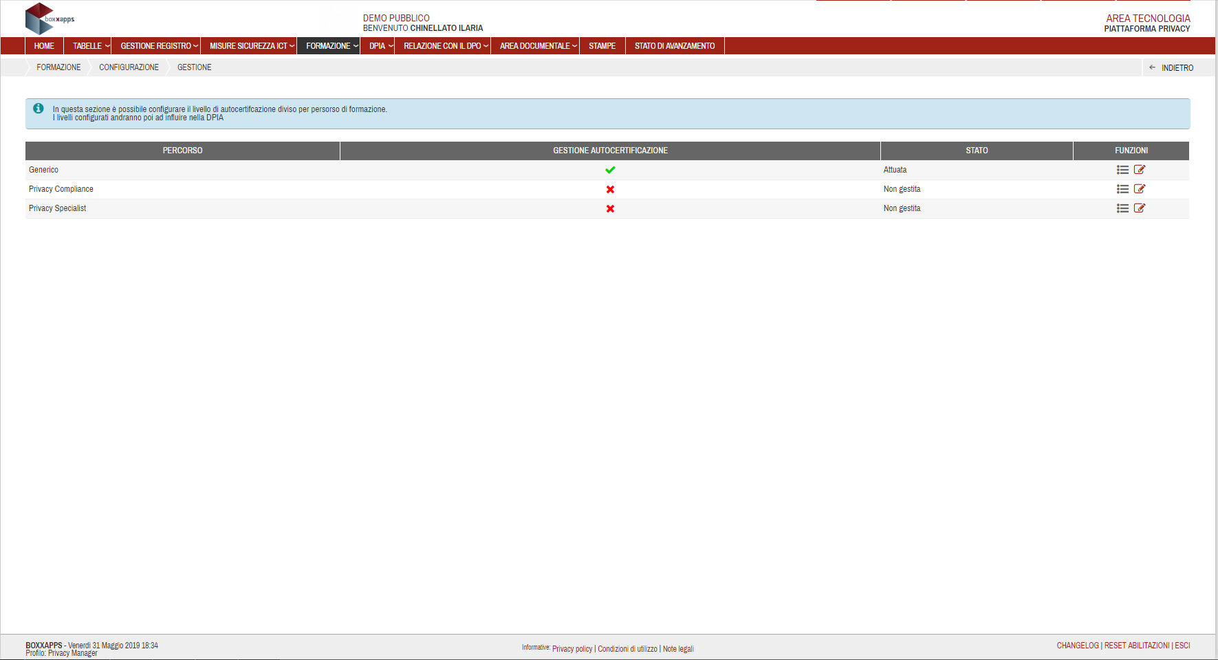 Sotto Funzione Formazione - Configurazione