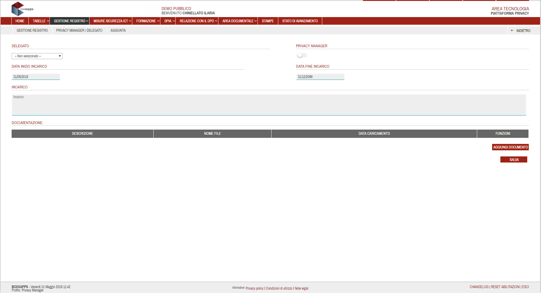 Funzione Privacy Manager