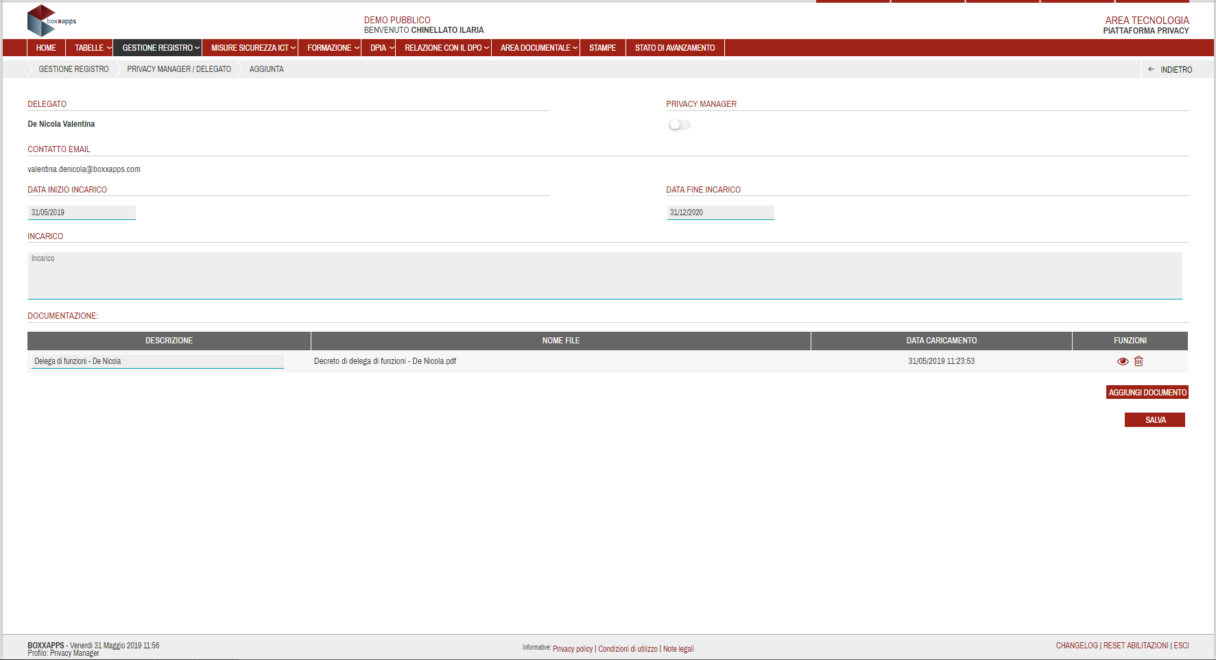 Funzione Privacy Manager