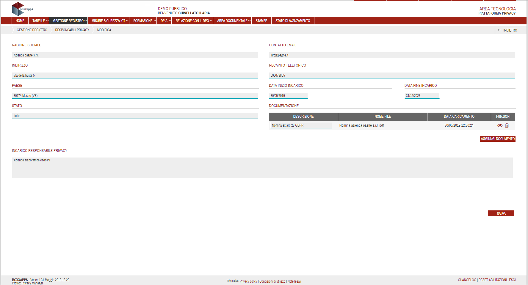 Funzione Responsabile Privacy